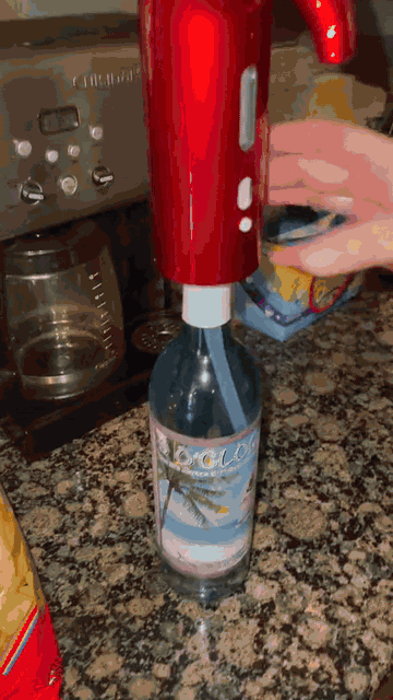 Rechargeable electric wine pourer in use